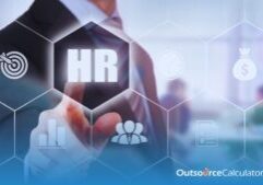 A person pointing on a "HR" icon