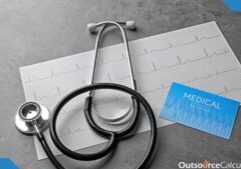 a stethoscope and a card with a text "medical service".