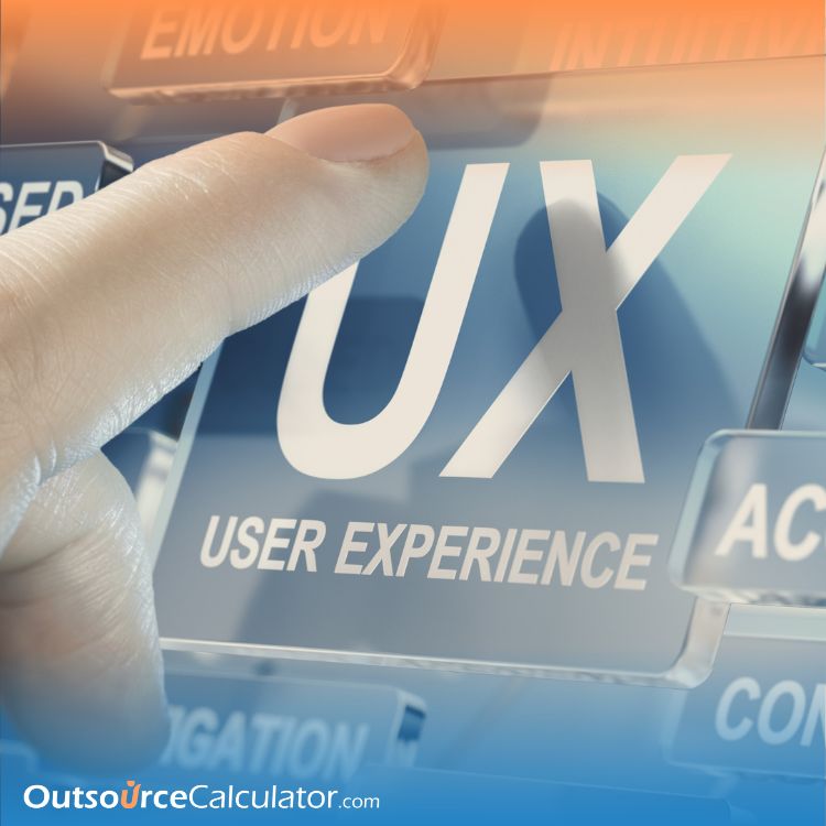 a finger pointing on a word "UX user experience"